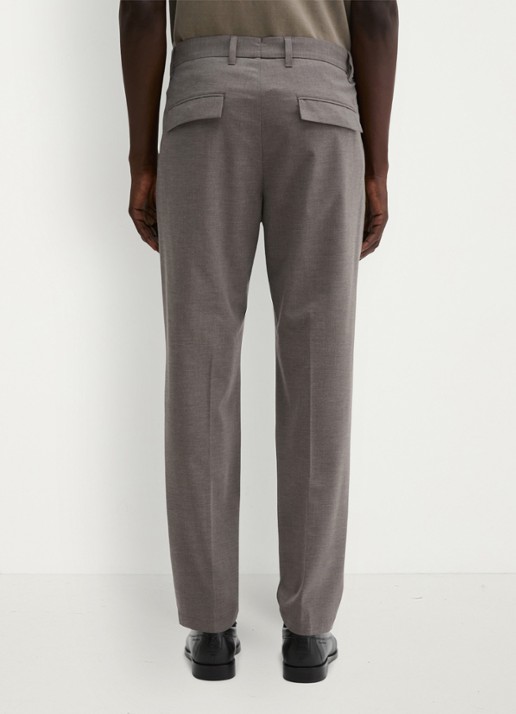 Marc O'Polo Straight fit pantalon in wolblend met steekzakken - achterkant bruin