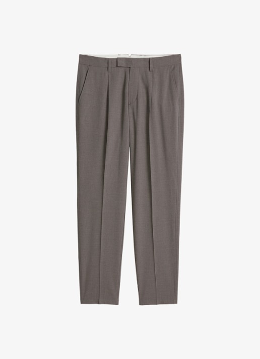 Marc O'Polo Straight fit pantalon in wolblend met steekzakken - voorkant 4 bruin