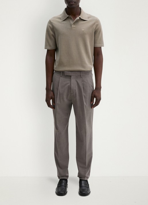 Marc O'Polo Straight fit pantalon in wolblend met steekzakken - voorkant 5 bruin