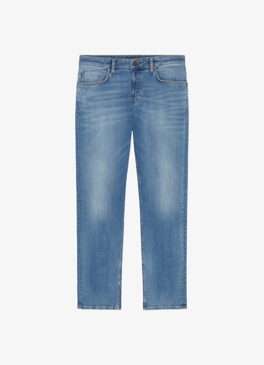 Marc O'Polo Straight leg jeans met donkere wassing - voorkant authentic mid wash-4844 / blauw