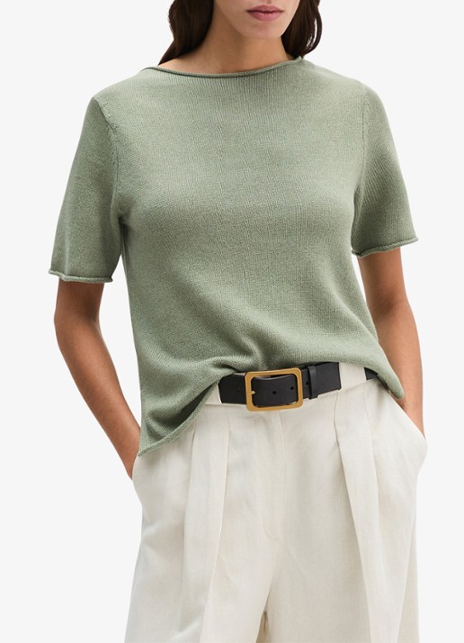 Marc O'Polo T-shirt in linnenblend met ronde hals