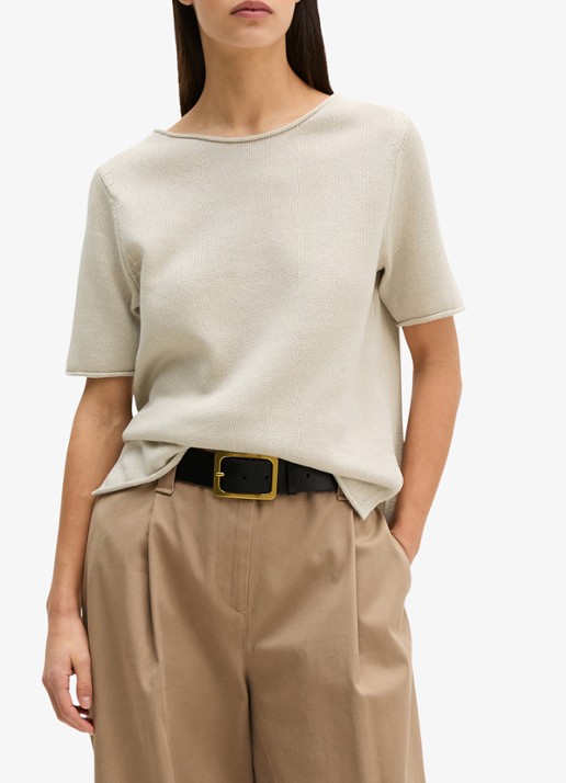 Marc O'Polo T-shirt in linnenblend met ronde hals