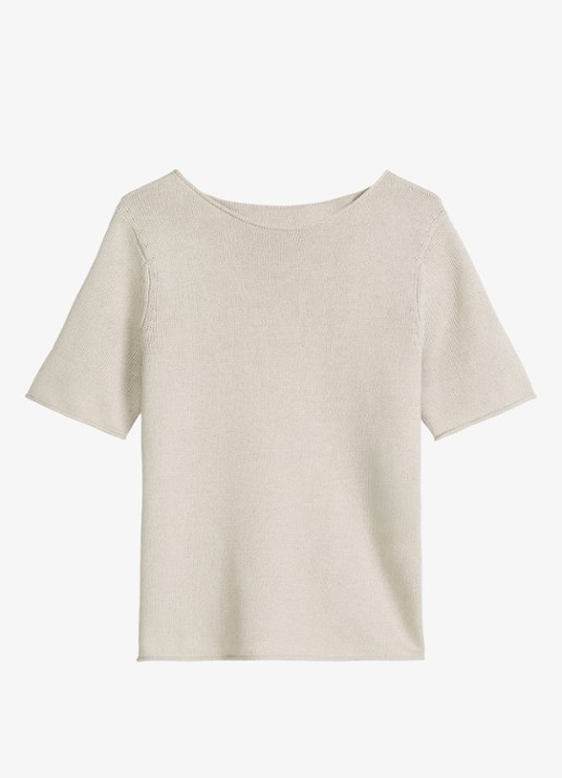 Marc O'Polo T-shirt in linnenblend met ronde hals - voorkant 2 grijs