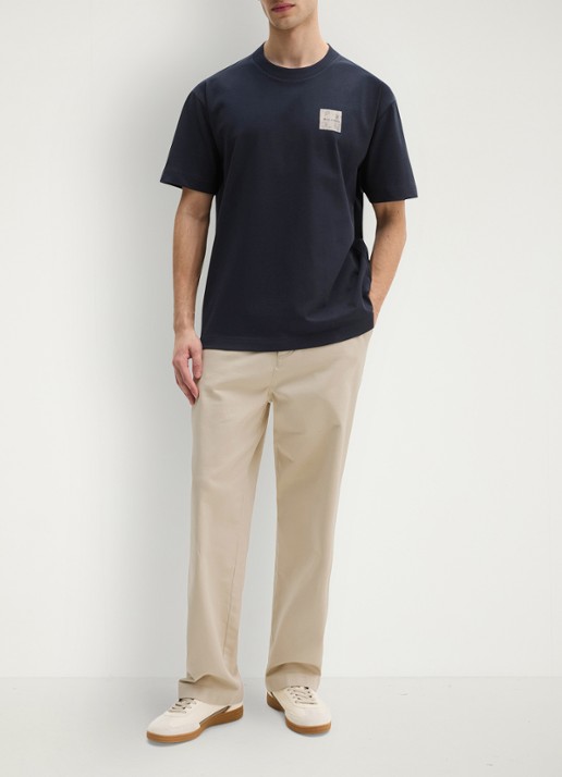 Marc O'Polo T-shirt met logo- en backprint - voorkant 2 donkerblauw