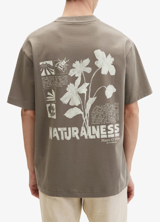 Marc O'Polo T-shirt met logo- en backprint - achterkant 5 bruin