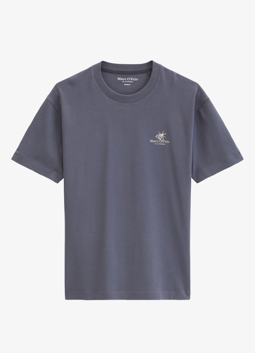 Marc O'Polo T-shirt met logo- en backprint - voorkant 2 blauwgrijs