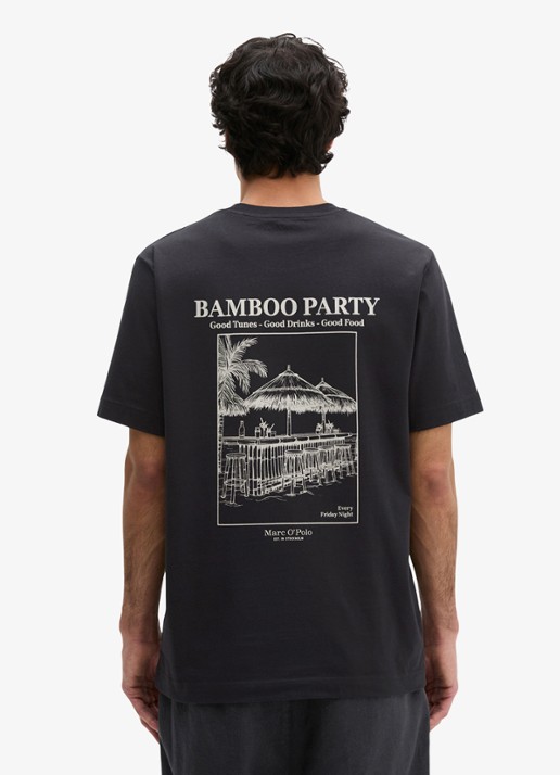 Marc O'Polo T-shirt met logo- en backprint - achterkant 3 black-0001 / zwart