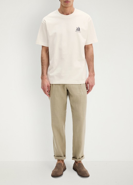 Marc O'Polo T-shirt met logo- en backprint - voorkant 4 silky white/1183