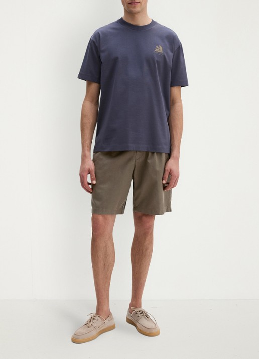 Marc O'Polo T-shirt met logo- en backprint - voorkant 4 faded blue/363