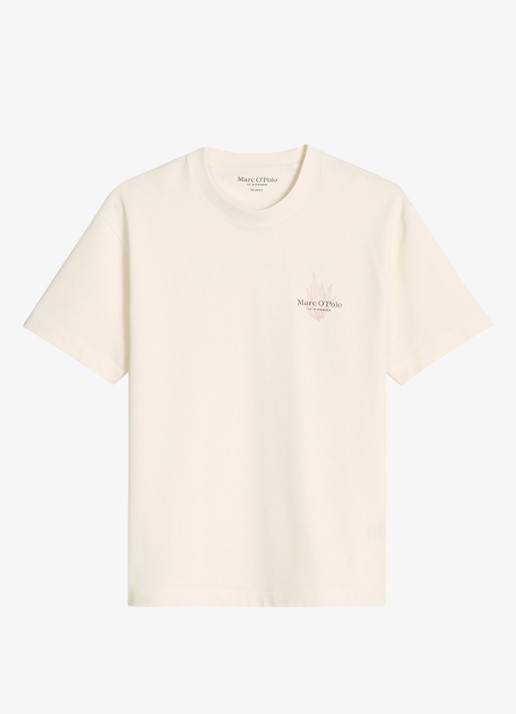 Marc O'Polo T-shirt met logo- en backprint - voorkant gebroken wit