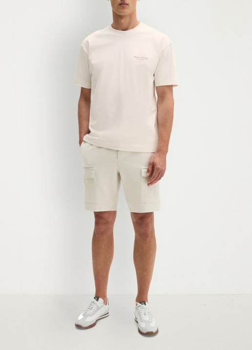 Marc O'Polo T-shirt met logo- en backprint - voorkant 2 gebroken wit