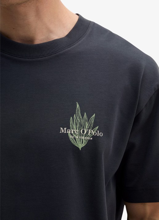 Marc O'Polo T-shirt met logo- en backprint - detail 5 donkerblauw