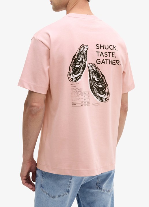 Marc O'Polo T-shirt met logo- en backprint - achterkant 3 roze
