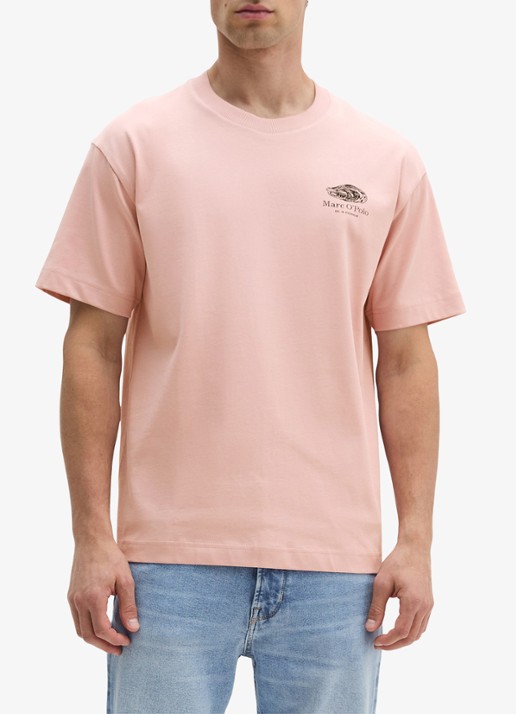 Marc O'Polo T-shirt met logo- en backprint - detail 4 roze