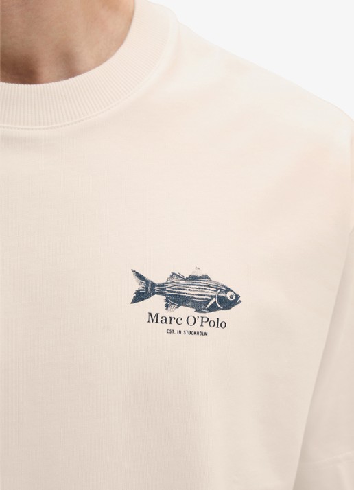 Marc O'Polo T-shirt met logo- en backprint - detail 2 creme