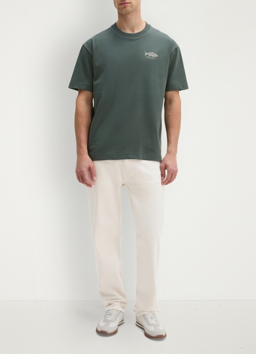 Marc O'Polo T-shirt met logo- en backprint - voorkant 5 groen
