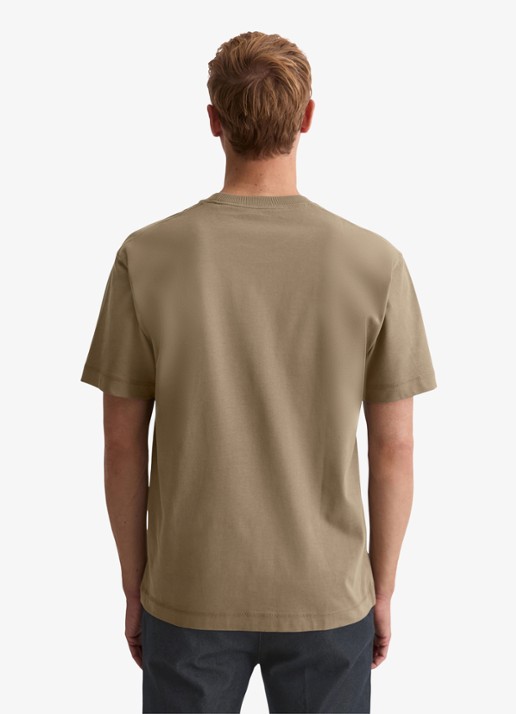 Marc O'Polo T-shirt met logo - achterkant 3 khaki