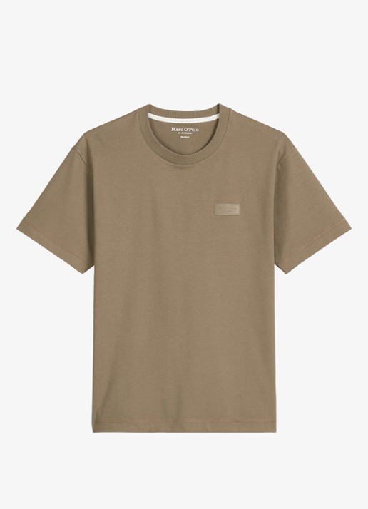 Marc O'Polo T-shirt met logo - voorkant khaki