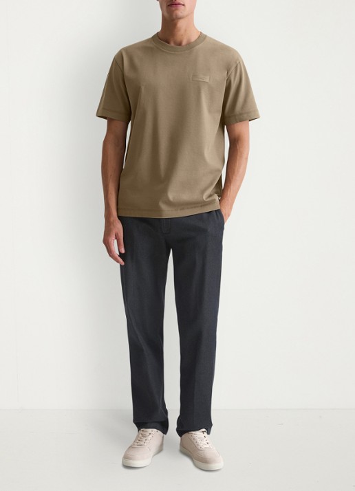 Marc O'Polo T-shirt met logo - voorkant 2 khaki