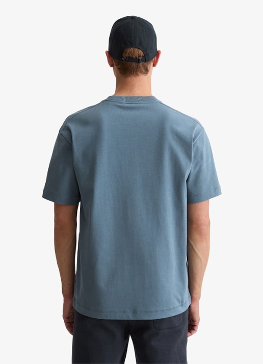 Marc O'Polo T-shirt met logo - achterkant blauwgrijs
