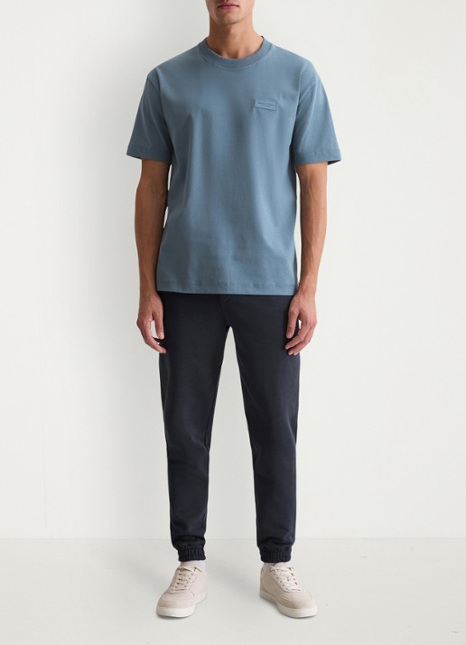 Marc O'Polo T-shirt met logo - voorkant 5 blauwgrijs