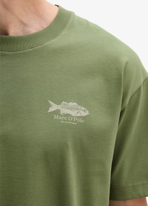 Marc O'Polo T-shirt met logo - detail 5 sage green-3253 / groen
