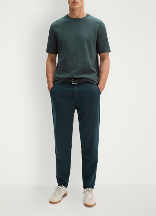 Marc O'Polo T-shirt met logo - voorkant 5 mangrove-0362 / groen
