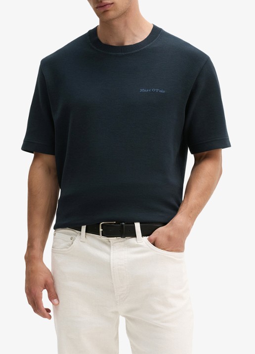 Marc O'Polo T-shirt met logo - detail 4 dark navy-4131 / blauw