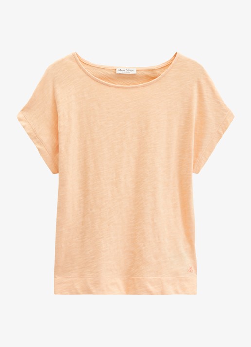 Marc O'Polo T-shirt met logoborduring - voorkant soft peach-9706 / roze