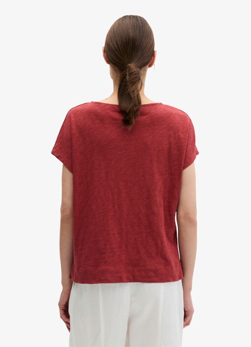 Marc O'Polo T-shirt met logoborduring - achterkant 3 tall poppy-6896 / paars