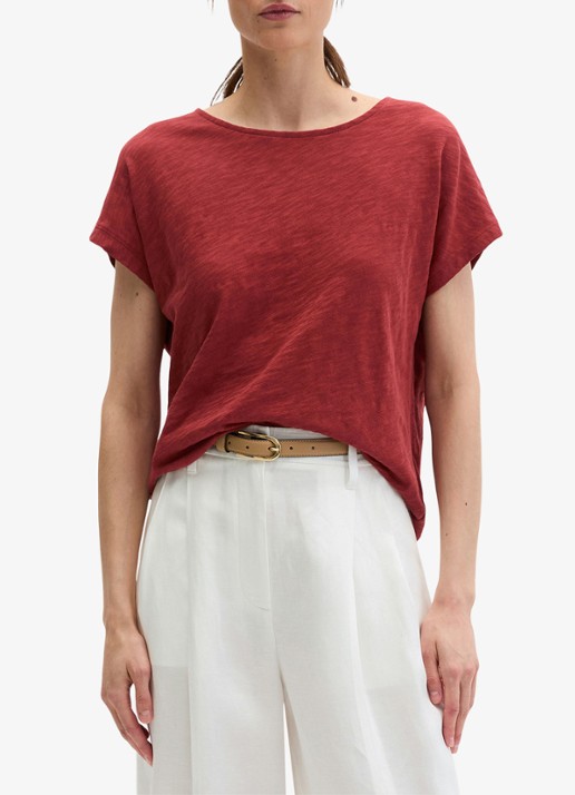 Marc O'Polo T-shirt met logoborduring - detail 4 tall poppy-6896 / paars