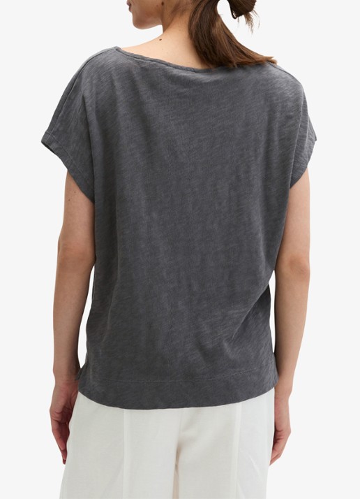 Marc O'Polo T-shirt met logoborduring - achterkant 5 oxide grey-0364 / grijs