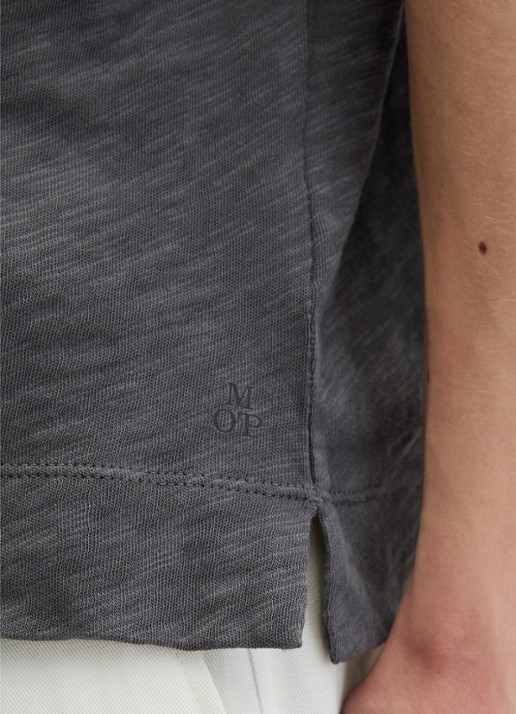 Marc O'Polo T-shirt met logoborduring - detail 4 oxide grey-0364 / grijs