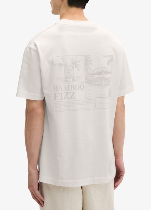Marc O'Polo T-shirt met logoprint - achterkant 6 silky white-1183 / wit