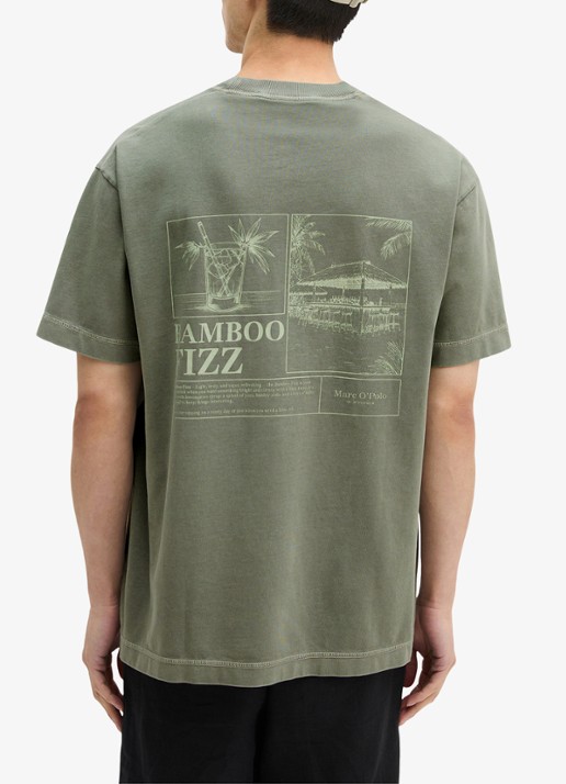 Marc O'Polo T-shirt met logoprint - achterkant 6 saddle gray-0387 / grijs