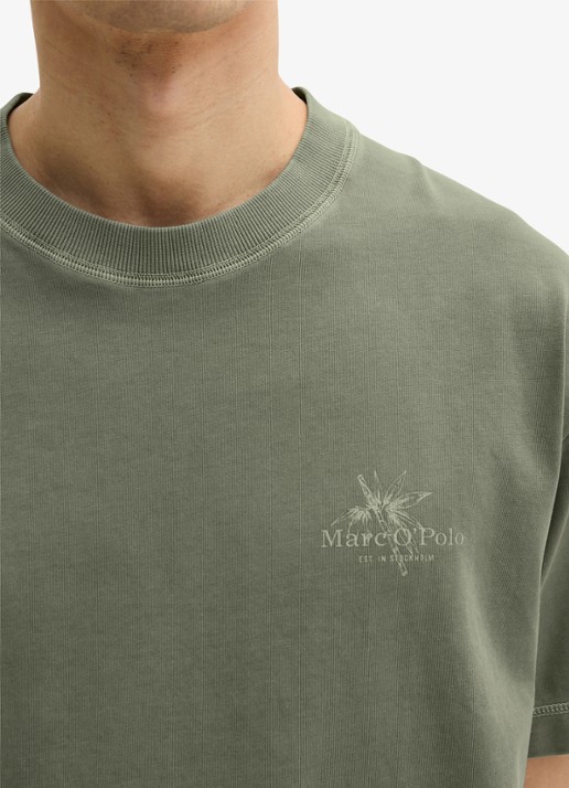 Marc O'Polo T-shirt met logoprint - detail 2 saddle gray-0387 / grijs