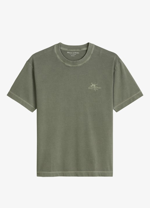 Marc O'Polo T-shirt met logoprint - voorkant 5 saddle gray-0387 / grijs