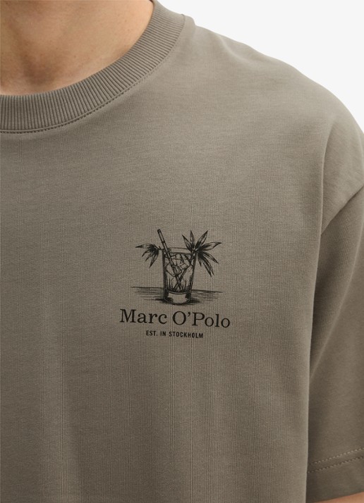 Marc O'Polo T-shirt met logoprint - detail 5 saddle gray-0387 / grijs