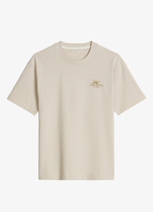 Marc O'Polo T-shirt met logoprint - voorkant grey silk-0924 / grijs