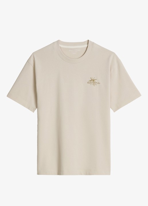 Marc O'Polo T-shirt met logoprint - voorkant 3 grey silk-0924 / grijs