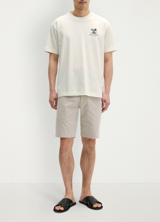 Marc O'Polo T-shirt met logoprint - voorkant 3 silky white-1183 / wit