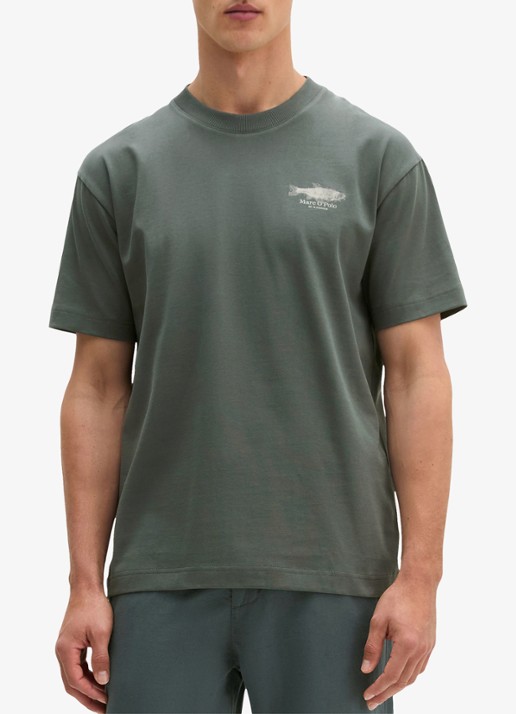 Marc O'Polo T-shirt met print - detail mangrove-0362 / groen