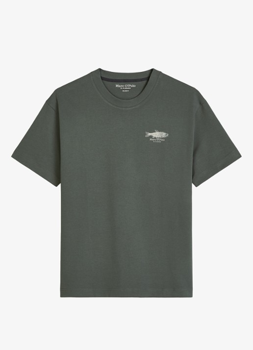Marc O'Polo T-shirt met print - voorkant 3 mangrove-0362 / groen