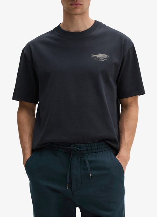 Marc O'Polo T-shirt met print - detail 2 dark navy-4131 / blauw