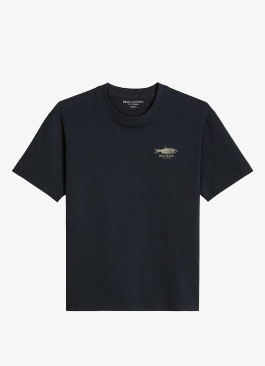 Marc O'Polo T-shirt met print - voorkant 4 dark navy-4131 / blauw