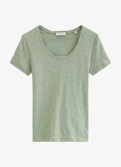 Marc O'Polo T-shirt met ronde hals - voorkant 3 lindegroen