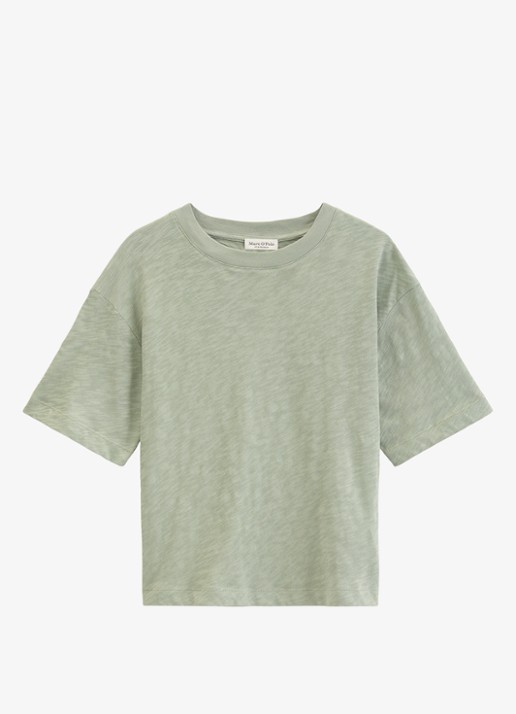 Marc O'Polo T-shirt met ronde hals - voorkant 3 lindegroen