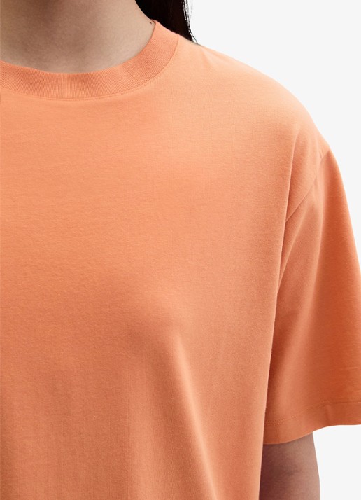 Marc O'Polo T-shirt met ronde hals - detail 2 warm orange-9326 / oranje
