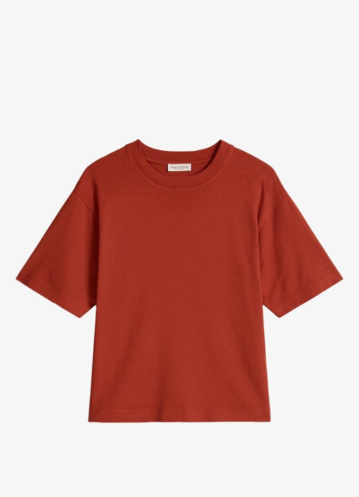 Marc O'Polo T-shirt met ronde hals - voorkant 4 tall poppy-6896 / paars