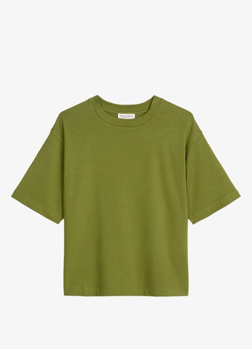 Marc O'Polo T-shirt met ronde hals - voorkant shaded fern / groen